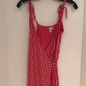 & Other Stories Red Gingham midi dress
